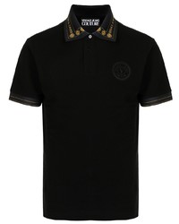Мужская черная футболка-поло с вышивкой от VERSACE JEANS COUTURE