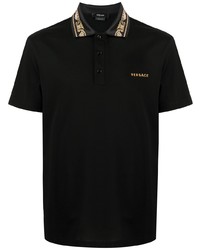 Мужская черная футболка-поло с вышивкой от Versace
