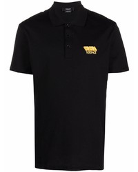 Мужская черная футболка-поло с вышивкой от Versace