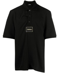 Мужская черная футболка-поло с вышивкой от We11done