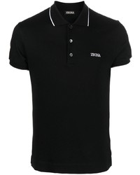 Мужская черная футболка-поло с вышивкой от Zegna