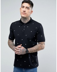 Мужская черная футболка-поло с "огурцами" от Hugo Boss