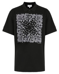 Мужская черная футболка-поло с "огурцами" от Kenzo