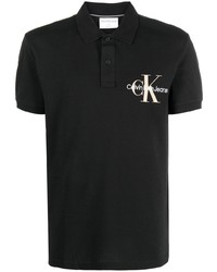 Мужская черная футболка-поло с принтом от Calvin Klein