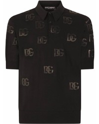 Мужская черная футболка-поло с принтом от Dolce & Gabbana