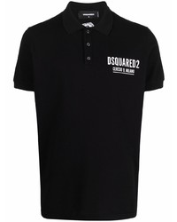 Мужская черная футболка-поло с принтом от DSQUARED2
