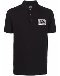 Мужская черная футболка-поло с принтом от Ea7 Emporio Armani