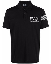 Мужская черная футболка-поло с принтом от Ea7 Emporio Armani