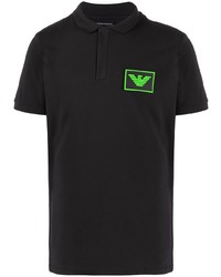 Мужская черная футболка-поло с принтом от Emporio Armani