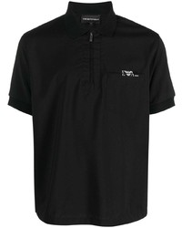Мужская черная футболка-поло с принтом от Emporio Armani