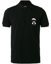 Мужская черная футболка-поло с принтом от Fendi