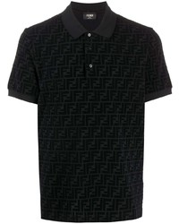 Мужская черная футболка-поло с принтом от Fendi