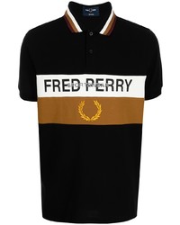 Мужская черная футболка-поло с принтом от Fred Perry