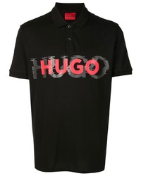 Мужская черная футболка-поло с принтом от Hugo