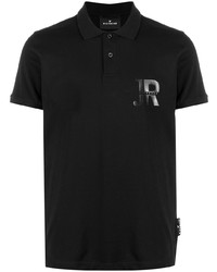 Мужская черная футболка-поло с принтом от John Richmond