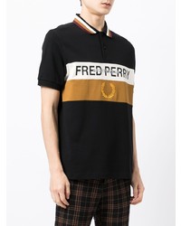 Мужская черная футболка-поло с принтом от Fred Perry