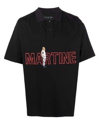 Мужская черная футболка-поло с принтом от Martine Rose