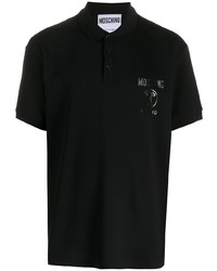 Мужская черная футболка-поло с принтом от Moschino