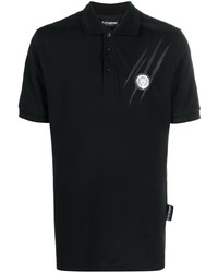 Мужская черная футболка-поло с принтом от Plein Sport