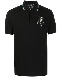 Мужская черная футболка-поло с принтом от Raf Simons X Fred Perry