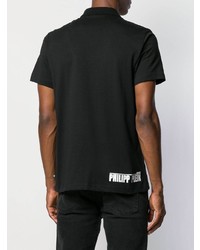 Мужская черная футболка-поло с принтом от Philipp Plein