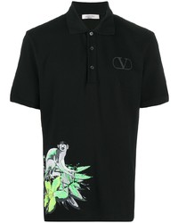 Мужская черная футболка-поло с принтом от Valentino
