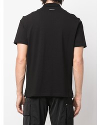 Мужская черная футболка-поло с принтом от Roberto Cavalli