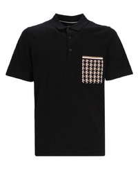 Мужская черная футболка-поло с узором "гусиные лапки" от BOSS