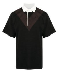 Черная футболка-поло с узором зигзаг
