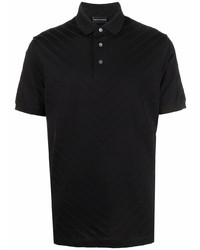 Мужская черная футболка-поло с узором зигзаг от Emporio Armani