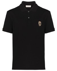 Мужская черная футболка-поло с украшением от Alexander McQueen