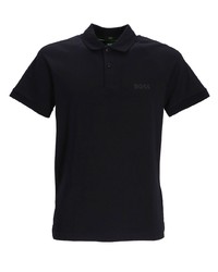 Мужская черная футболка-поло с украшением от BOSS