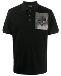 Мужская черная футболка-поло с украшением от Just Cavalli