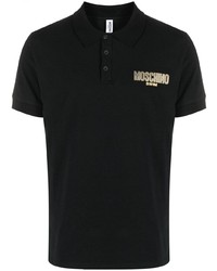 Мужская черная футболка-поло с украшением от Moschino