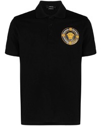 Мужская черная футболка-поло с украшением от Versace