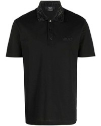 Мужская черная футболка-поло с украшением от Versace