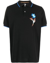 Мужская черная футболка-поло с цветочным принтом от Paul Smith