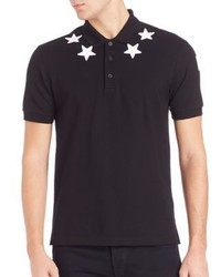 Черная футболка-поло со звездами