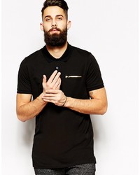 Мужская черная футболка-поло от Asos