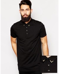 Мужская черная футболка-поло от Asos