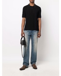 Мужская черная футболка-поло от Marine Serre