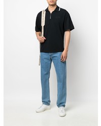 Мужская черная футболка-поло от MAISON KITSUNÉ