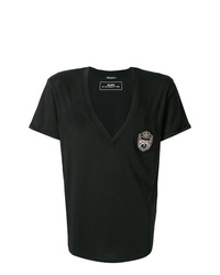Мужская черная футболка с v-образным вырезом с вышивкой от Balmain