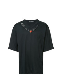 Мужская черная футболка с v-образным вырезом с вышивкой от Dolce & Gabbana