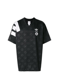 Мужская черная футболка с v-образным вырезом с принтом от adidas