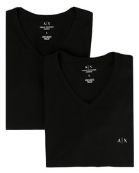 Мужская черная футболка с v-образным вырезом с принтом от Armani Exchange
