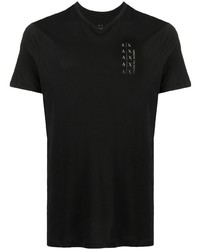 Мужская черная футболка с v-образным вырезом с принтом от Armani Exchange