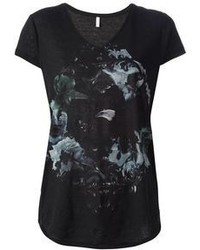 Женская черная футболка с v-образным вырезом с принтом от Faith Connexion