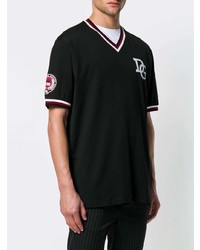 Мужская черная футболка с v-образным вырезом с принтом от Dolce & Gabbana