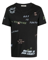 Мужская черная футболка с v-образным вырезом с принтом от Zadig & Voltaire